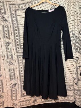 Belle Poque Women’s Black Fit And Flare Long Sleeve Pinup Dress Size XL